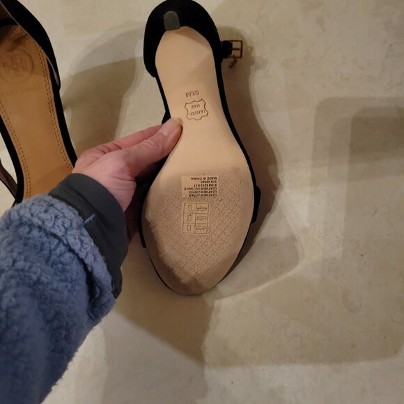 Tory Burch Black Ankle Strap Suede Shoes - Picture 3 of 4